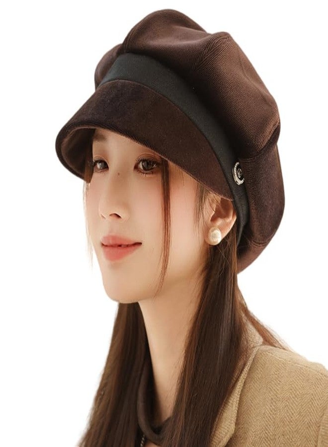 URAWOW Newsboy Cap for Women with Visor Fall Beret Hats for Women Ladies Slouchy Fashion Accessories Classic Casual - Image 1
